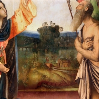 Francesco zaganelli da cotignola, concezione della vergine, 1513, da s. biagio in s. girolamo a forlÃ¬, 05 paesaggio cn fiume o lago - Sailko - ForlÃ¬ (FC)