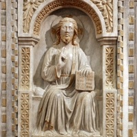 Sarcofago del beato giacomo salomoni, 1340 ca., da s. giacomo apostolo in san domenico, 09 cristo benedicente - Sailko - ForlÃ¬ (FC)