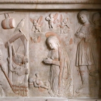 Tommaso fiamberti, monumento funebre di luffo numai, con rilievi di giovanni ricci, 1502-09, 04 adorazione del bambino 1 - Sailko - ForlÃ¬ (FC)