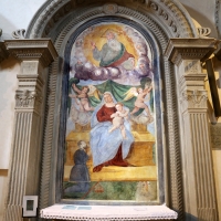 Scuola locale, madonna in trono, l'eterno e un donatore, 1550 ca. (ridipinta) 01 - Sailko - Galeata (FC)