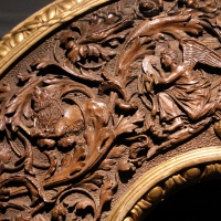 Intagliatore attivo a ferrara, cornice per specchio, 1505-10 ca. (v&amp;a) 03 angelo e leone - Sailko - Ferrara (FE)