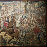 Manifattura fiamminga su dis. di bernard van orley, arazzo con battaglia di pavia e cattura del re di francia, 1528-31 (capodimonte) 02 - Sailko - Ferrara (FE)