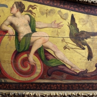 Pittore ferrarese, cassa di clavicembalo con grottesche a tema dionisiaco, 1550-1600 ca. 06 ninfa e uccello - Sailko - Ferrara (FE)
