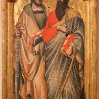 Simone dei crocifissi (attr.), sportelli con annunciazione e quattro santi, 1355-90 ca. 04 antonio abate e il battista - Sailko - Ferrara (FE)